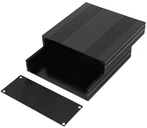 Aluminum Enclosure Box, Split Type Diy Electronic Project Box Aluminum Alloy Amplifier Printed Circuit Board Instrument Shield Cooling Case, for Pcb Board Diy, 54 * 145 * 150mm (Black)