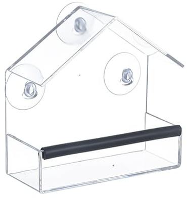 Vogelfutterspender Acryl mit transparenter Sichtscheibe