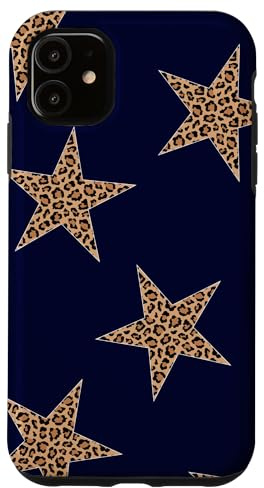 Leopard Star Navy Blue Cheetah Girl Y2K Dark Star Simple Case for iPhone 11