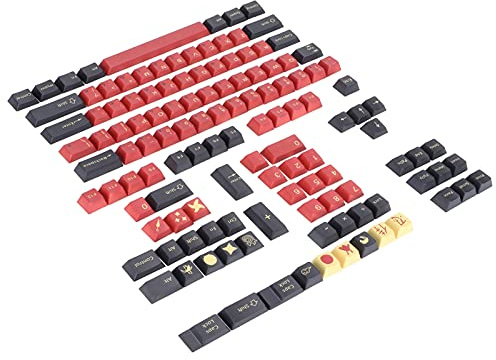 Tomantery PBT Keycaps Durable Japanese Style Animation Elements Gaming Keyboard Keycaps for Universal Mechanical Keyboards 128 Key Set, Oil-Resistant PBT Material for Pleasant Operation Experience
