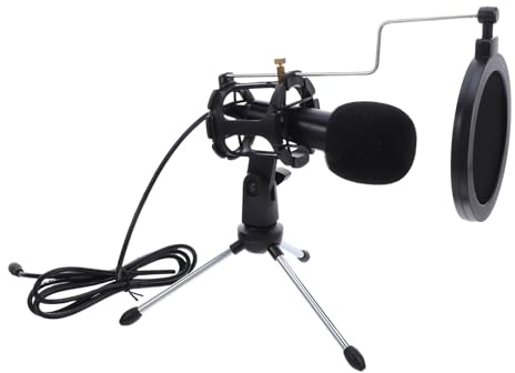 COHEALI Ensemble Microphone à Condensateur 3,5 MM Trépied et Filtre Anti-Bruit, Micro pour Enregistrement Audio et Jeux Vidéo sur Ordinateur de Bureau