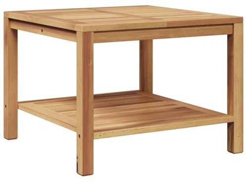 Mhdvray Couchtisch Gartentisch Teak Massivholz 60 x 60 x 45 cm braun wetterfest Modernes Design Robuste Pfostenbeine Outdoor Lounge für Terrasse Balkon Wohnzimmer