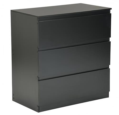 ZECIIYE Kommode mit 3 Schubladen,Sideboard,Beistelltisch,Nachttisch,Modern Schmale Komode Weiß MDF Holz für Schlafzimmer Wohnzimmer Kinderzimmer Flur Badezimmer und Büro,70 x 40 x 75 cm,Schwarz
