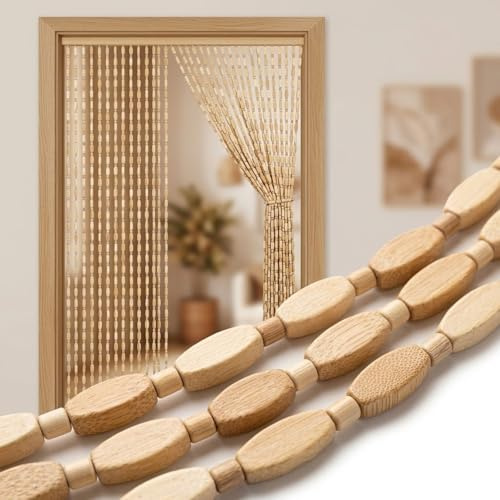 Bambusvorhang Türvorhang 60x180 90x200 120x220cm Fadenvorhang Türvorhang Bambus Perlenvorhang Türdekorationen Raumteiler Dekorationen, Retro Holzperlenvorhang Fadenvorhang Holzvorhang