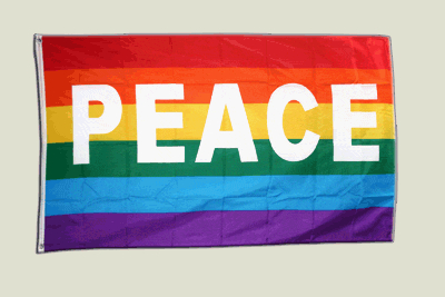 Flagge Regenbogen mit PEACE - 90 x 150 cm