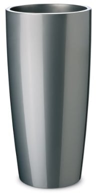 Floralo Teramo hoch Übertopf 25cm Durchmesser x 52cm hoch anthrazit metallic, hochglänzend, mit herausnehmbarem Topfeinsatz, silber, grau