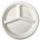 PAPSTAR 50 Teller, Zuckerrohr pure 3-geteilt Ø 26 cm 2 cm weiss