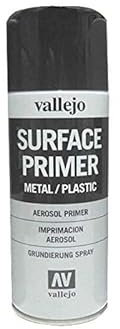 Outletdelocio. Vallejo 28012. Spray Pintura Imprimacion Negra de grano extrafino, para superficies de plastico o metal