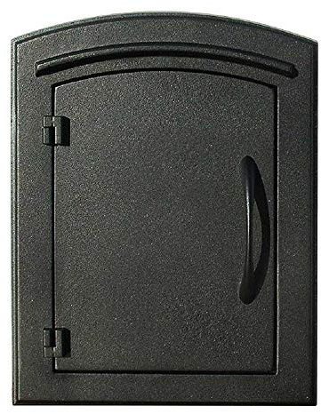 Qualarc MC-1400-BLK Manchester Plain Door Column Mount Non-Locking Mailbox, Black