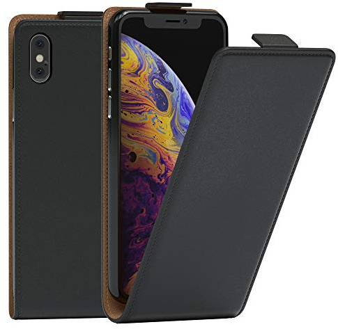 EAZY CASE Hülle kompatibel mit iPhone XS Max Flip Cover zum Aufklappen, Handyhülle aufklappbar, Schutzhülle, Flipcover, Flipcase, Flipstyle Case vertikal klappbar, aus Kunstleder, Schwarz