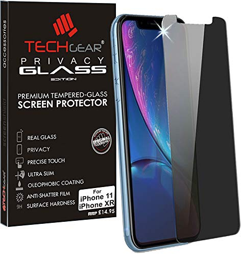 TECHGEAR Protection Ecran Anti Espion - Protecteur d'Écran Verre de Confidentialité en Verre Trempé Compatible pour iPhone 11, iPhone XR (6.1)