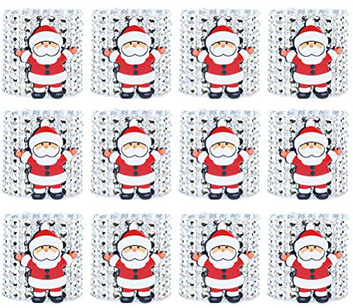 TOYMYTOY 12 Stücke Serviettenringe Weihnachts Dekorative Weihnachtsmann Serviette Schnalle Halter,Silber