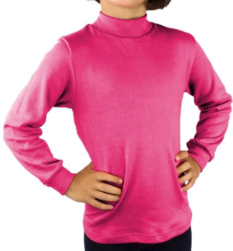 KLOTTZ Maglietta Maniche Lunghe Bambini e Ragazzi a Collo Alto per Halloween, Abbigliamento Sportivo, Uniformi Scolastiche, Natale, Cosplay. Cotone. Fucsia. 8/10 Anni