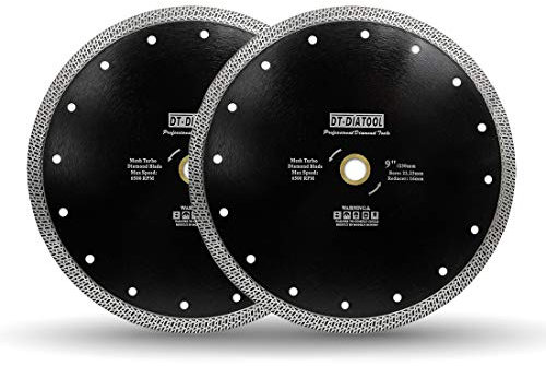 DT-DIATOOL Diamond Cutting Disc 2PCS 9 Inch / 230mm Cutting Disc with Mesh Turbo for Porcelain Tile Marble Ceramic Granite