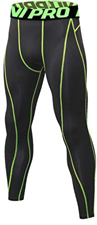 LNJLVI Kompressionshosen Herren Workout Sport-Leggings Atmungsaktiv Fitness Strumpfhosen Lange Running-Hosen(Running/Schwarze Grün Linie,M)
