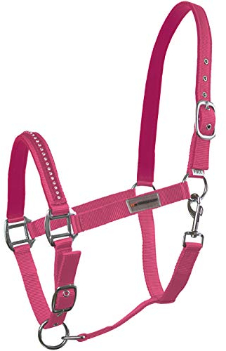 Horsenjoy Halfter Glitter Strass - Steine Pferdehafter Crystal Stallhalfter (Cob, rosa)