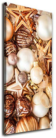 Tulup - Leinwandbild - 50x125 cm - Wandkunst Drucke auf Leinwand Leinwanddruck Wohnzimmer Wanddekoration XXL Wohnung Deko - Gold - Weihnachtsschmuck