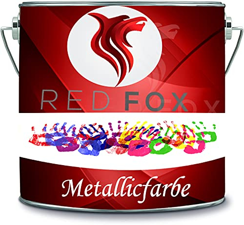 RED FOX Metallic Farbe Dispersionsfarbe Innenwandfarbe Seidenglänzend in vielen exklusiven hochwertigen Farben Metallicfarbe (5 l, Anthrazit)