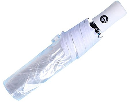 AIXICWXI Vollautomatischer faltbarer Regenschirm, automatisches Öffnen, Schließen, Reiseschirm, dreifach gefaltet, transparenter Regenschirm mit mattiertem Griff, transparent, faltbarer Regenschirm,