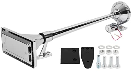 Lufthorn, 12V/24V 145dB Elektronisches Lufthorn Einzeltrompete mit Abdeckung Laut für Semi Pickup RV SUV