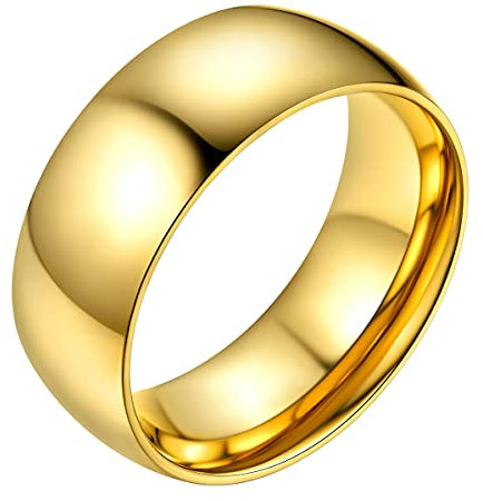 Bestyle Anello Grande Piatto Oro in Acciaio Inox Misura 22 8mm con Confezione Regalo
