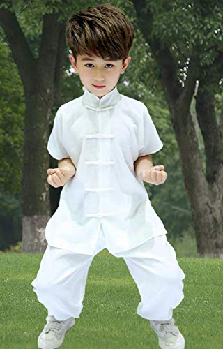Generic Traditionelle chinesische Tai-Chi-Uniform für Kinder,Bequeme Baumwolle und Leinen - Für Tai-Chi-Übungen,C-150cm (E 160)