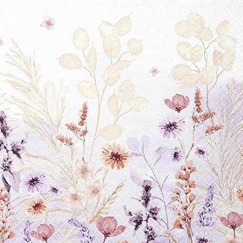 20 Servietten Zarte Wiese | Blumen | Blumenwiese | Frühling | Sommer | Natur | Tischdeko | Decoupage | Serviettentechnik 33x33cm