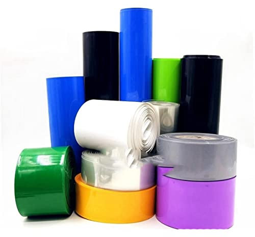 PVC-Schrumpfschlauch 18650 Akkupack 85 mm ~ 320 mm Breite Isolierte Folienhülle Kabelmuffe Blau Mehrfarbig-Blau, Breite 200 mm x 1 m