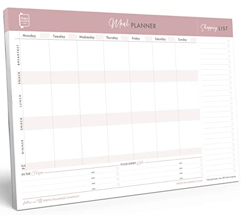 Perfect Planner Company – Magnetischer Wochenplaner Essensplaner Block – A4 - Lebensmittel Einkaufsliste Abreißdesign - Kalorien-Tracker - 50 Seiten