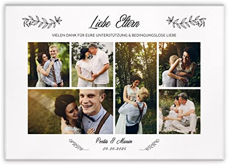 Maverton Leinwandbild mit eigenem Foto - personalisiertes Foto Leinwand mit Holzrahmen - Größe 30x40 oder 50x70 - Fotoleinwand Collage - Fotobild auf Leinwand für Paar - Zweige - 50 x 70 cm