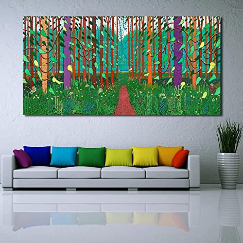 XCPORA David Hockney Poster Baum Landschaft Wandkunst David Hockney Drucke David Hockney Leinwand Malerei für Home Wanddekoration Bild 50x100cmx1 Kein Rahmen