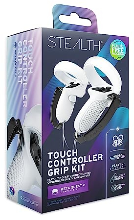 STEALTH Sense Controller Grip Kit Compatible with Meta Quest 2, Adjustable Knuckle Straps, Easy-Fit Grips with Halo Ring Protection