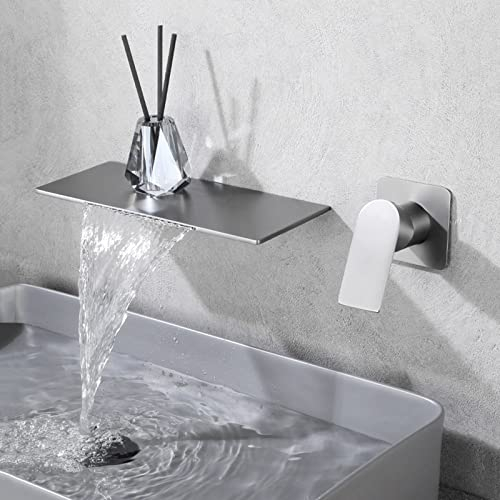 Rubinetto A Muro Lavabo Rubinetto A Cascata Calda E Fredda Sottile Rubinetto Lavabo Bagno In Acciaio Inossidabile G1/2,grigio