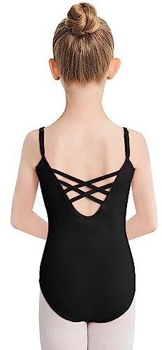 DGSHIRLDJO Body Danza Bambina Donne Abbigliamento da ballo con cinghie regolabili Balletto Body Leotards Ragazze Ginnastica Leotards (130, Nero)
