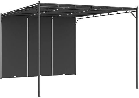 ZEYUAN Cenador de jardín con Cortina Lateral, Carpas para Exteriores, Pergolas De Jardin, Toldo Exterior, Pergola Jardin Exterior, Pergolas para Terraza, Gris Antracita 4x3x2,25 m