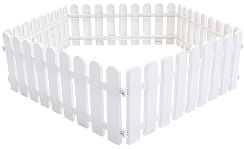 MAGICLULU 5Pcs White Plastic Fence Garden Picket Fence Plastic Path Fence Panels for Christmas Xmas Tree Gate