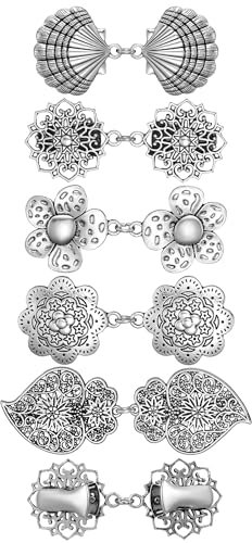 5 Stück Schal Clips Umhang Verschluss Strickjacke Clips Pullover Klammern Vintage Kragen Klammern Retro Umhang Broschen und Silber Schal Nadeln für Damen Mädchen Hemd (Exquisiter Stil)