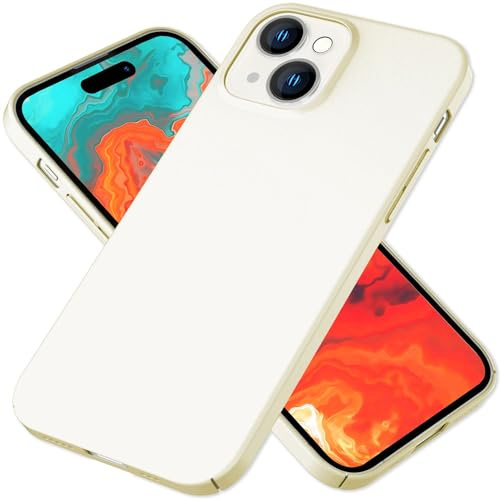 NALIA Ultra Slim Hardcase für iPhone 15 - Hülle, Creme Beige | Erhöhter Kamerarand, Kabelloses Laden, Kratzfestes Polycarbonat, Rutschhemmende Silk-Touch Oberfläche, PUREFIT