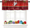 Tokusyou Weihnachten Scheibengardine Gardinen Deko Weihnachtsgardine Rot Vorhang Der Weihnachtsmann Kariert Muster Blickdicht Bistrogardinen für Küche Schlafzimmer B 137 × H 45 cm