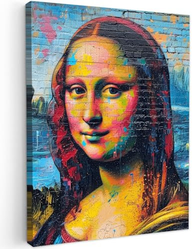 MuchoWow© Wandbilder 30x40 cm Schlafzimmer Home Deko Wohnung Bild Wohnzimmer Fotoleinwand Wand Bilder Leinwand Wall Decor Graffiti - Mona Lisa - Street Art