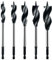Norske Tools NIABP245 5PC Auger Drill Bit Set(1/2, 5/8, 3/4, 7/8 & 1), 6-1/2 Long for Wood 1/4 Hex Shank