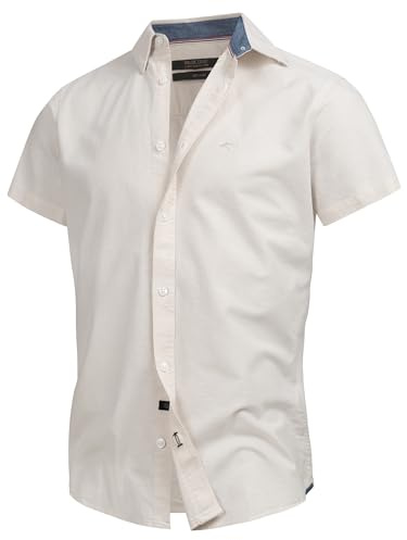 Indicode Herren INKenner Kurzarm-Hemd aus 100% Baumwolle | Herrenhemd Männerhemd Fog, S