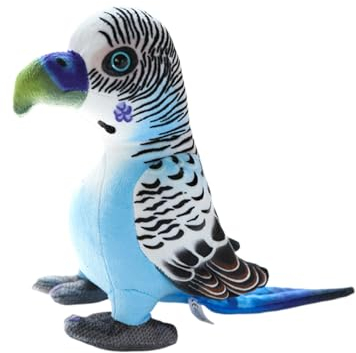 Herfair Plüsch Papagei Spielzeug, Plüschtier-20cm, Niedliche Realistisches Papagei Vogel Plüschtiere, Stofftier Kuscheltier Geburtstagsgeschenk für Kinder Mädchen Jungen (Blau und Weiß)