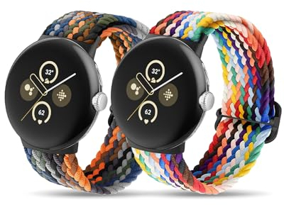 SimpleThings Geflochtene Armbänder für Google Pixel Watch 2/3(41mm)/1 Armband, Verstellbare Atmungsaktive Sportschlaufe Nylon für Pixel Watch Armband Herren Damen