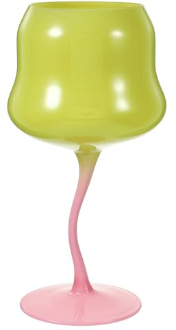 Cabilock Rose Flower Wine Glass Red Wine Glasses Rose Flower Goblet Wine Cocktail Juice Glass for Party Wedding Festival Bar Yellow