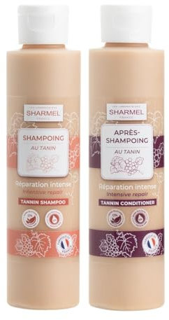 DUO SHAMPOING & APRES-SHAMPOING AU TANIN A L’EXTRAIT DE RAISINS - 0% SILICONE- 0% SULFATE - 0% FORMALDEHYDE - Fabriqué en France - 300ml (2x150ml)