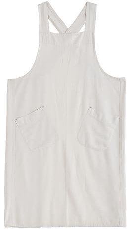 Nanxson Delantal de Algodón Lino Color Sólido Delantal Cruzado con Dos Bolsillos Delantal Vintage Rústico para Literatura Arte, Floristería, Cafetería y Cocina