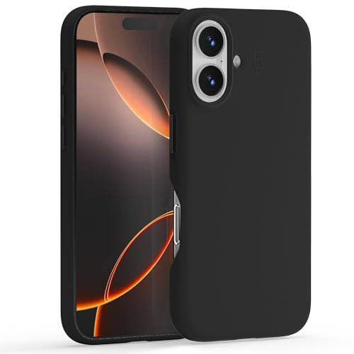 MOFT Snap Case MOVAS for iPhone 16, Magnetic Premium Vegan Leather Phone Case with Smooth Feeling, Enduring Color Minimalist Protective Case, Jet Black