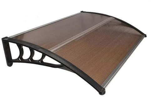 Ayztantine Front Door Canopy Modern Awning Window Outdoor Patio Gazebos Front Door Canopy Poly Carbonate Cover Sun Shelter Window Eaves Rain Cover(Brown Board)