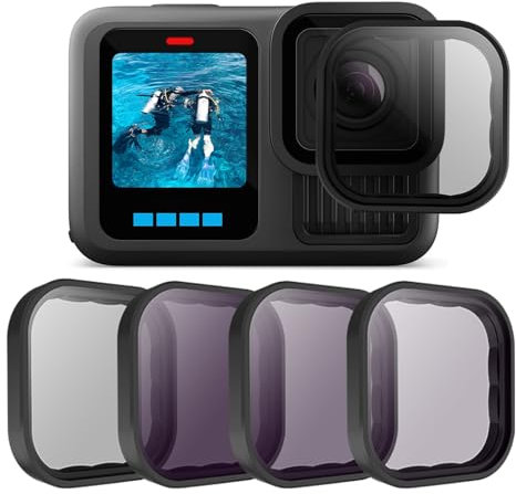 Filter CPL ND8 ND16 ND32 4er-Pack Kompatibel für Go Pro Hero 13 Schwarz, Neutraldichte- und Polarisationsfilter-Kit Objektivschutz für Go Pro 13 Zubehör